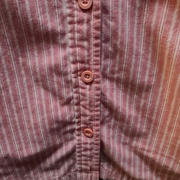 Liz & Me Womens Button Up Pink Size 22/24 100% Cotton Striped Roll-Tab Sleeve - Picture 12 of 13
